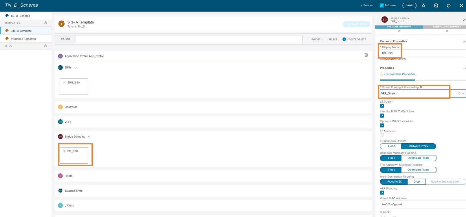 Configure Intersite L3out With ACI Multi-Site Fabrics - Site-A EPG