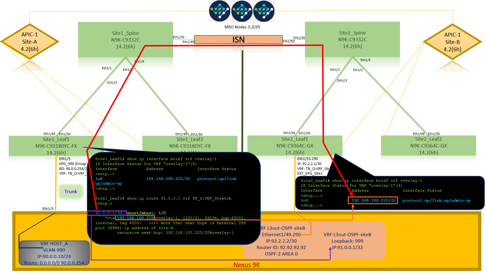 Configure Intersite L3out With ACI Multi-Site Fabrics - Verify External Device WAN IP OR Loopback Subnet Route