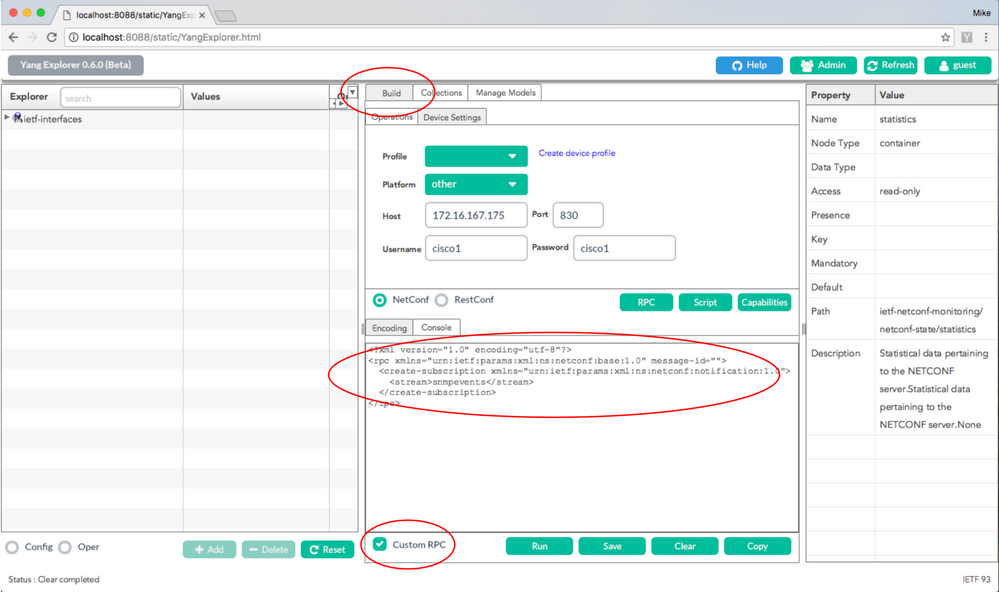 Inscrever-se em Notificações NETCONF como um RPC Personalizado