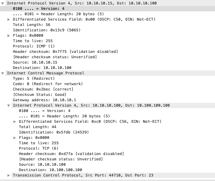 IP redirects - Packet Capture