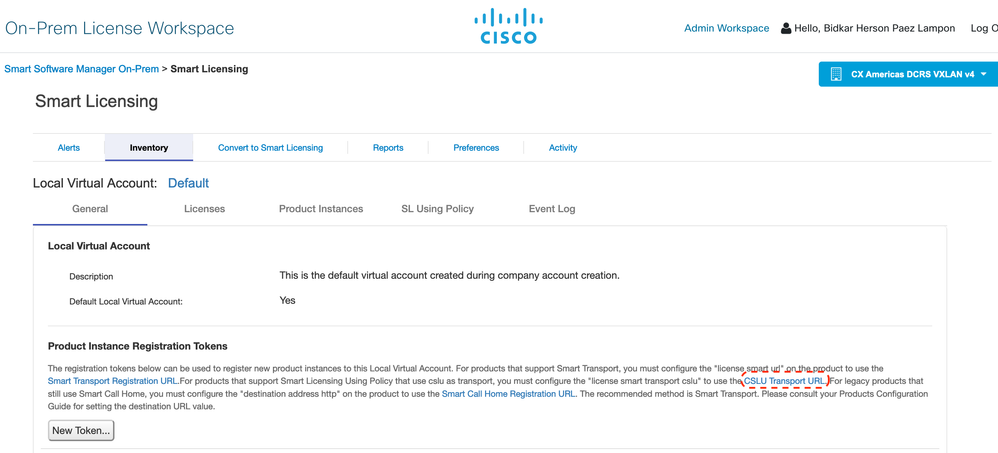 CSSM On-Prem - CSLU Transport URL