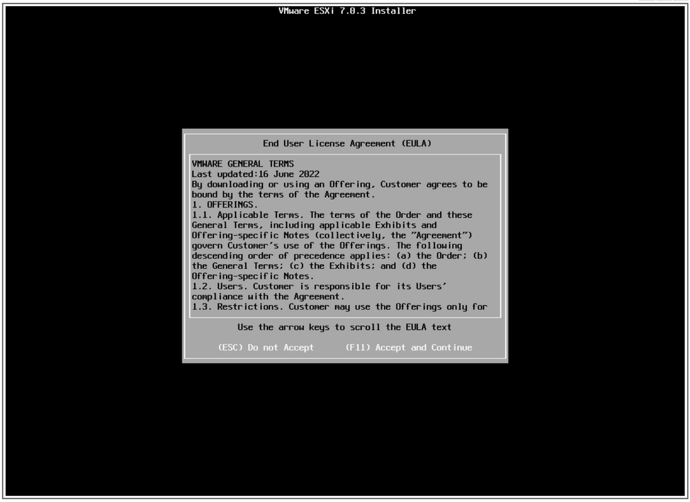 EULA screen