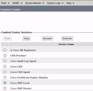 CER Cisco DRF Local Restart