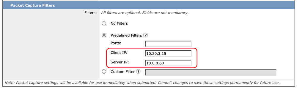 Configuring IP Address in Predefined Filters