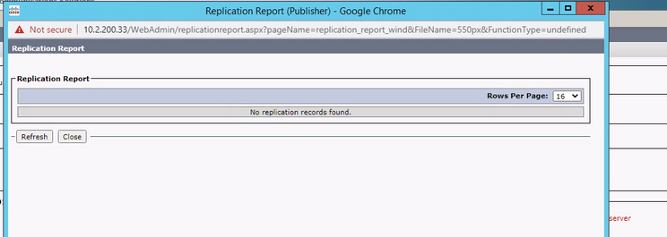 No replication records found within the Replication Report