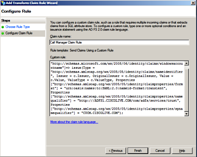 Configure a custom rule for CallManager