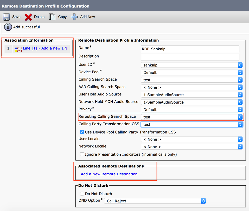 Click Add a new DN to Navigate to Directory number configuration