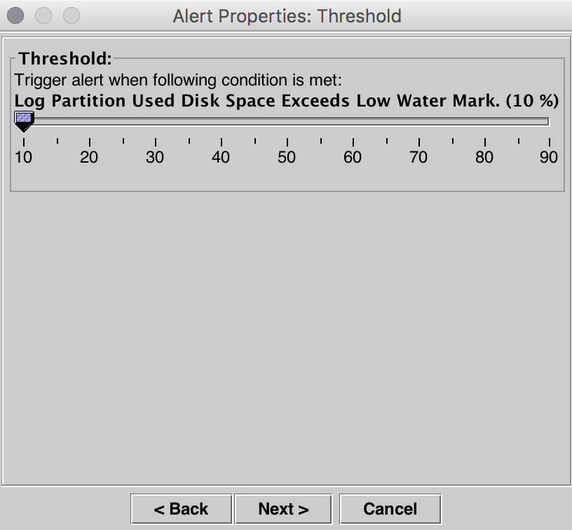 Alert Properties: Threshold.