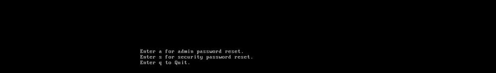 Option to Reset OS Admin Password or Security Password