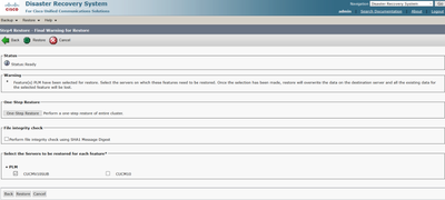 Configure Backup and Restore from GUI - Step 4 restore