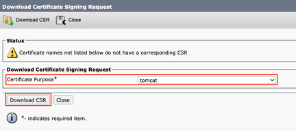 Download Certificate Signing Request