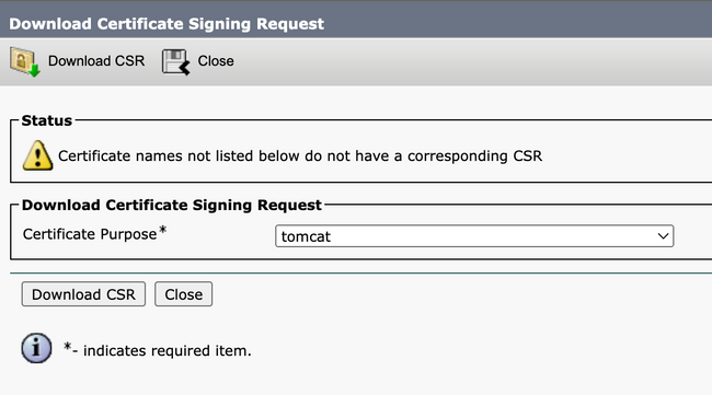 Download Tomcat CSR Screen