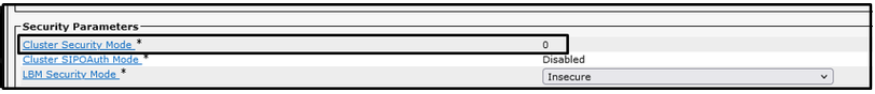 Cluster Security Mode is Set to 0