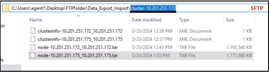 Local dos Dados Exportados do Assinante no Servidor SFTP