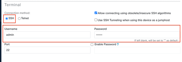 Terminal Connection Method SSH