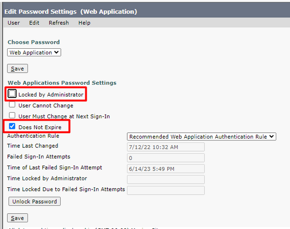 Edit Password Setting