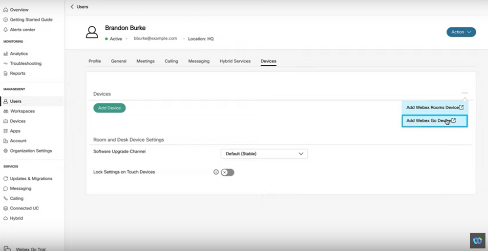 Add Webex Go Device
