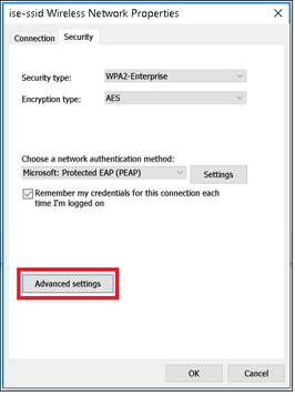 PEAP advanced settings
