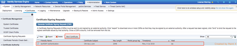 Bind Certificate on ISE