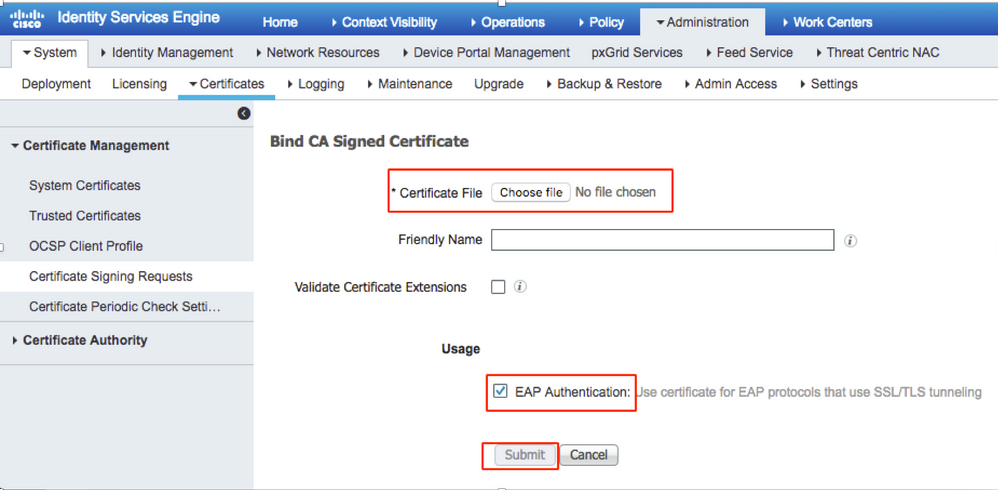 Bind CA Signed Certificate on ISE