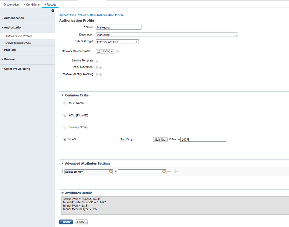 Create New Authorization Profile