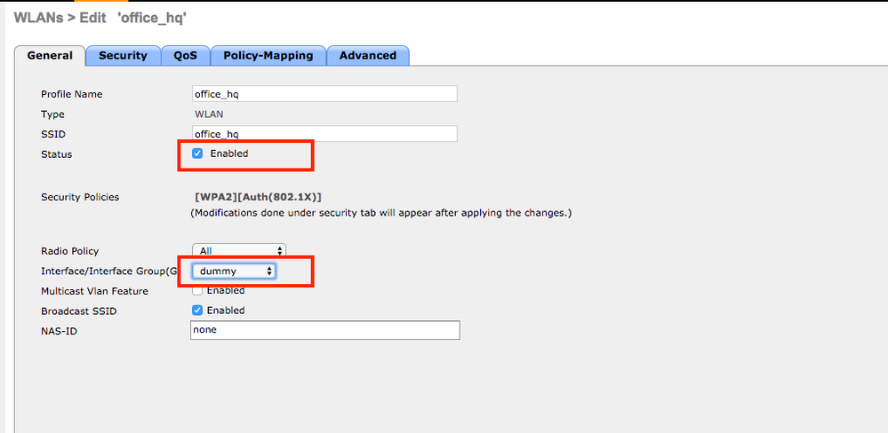 Enable the WLAN and Set an Interface