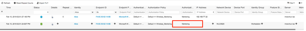 Wireless Client Authorization Status