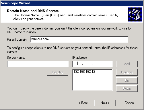 Configure the DNS Domain Name and DNS Server