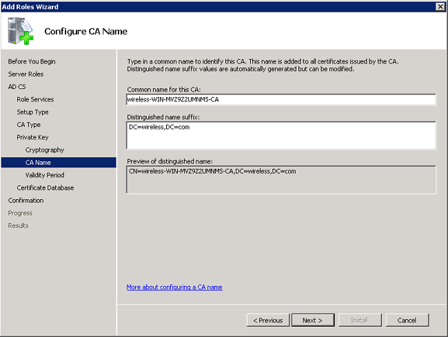 Configure CA Name