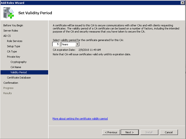 Set Length of Validity Period