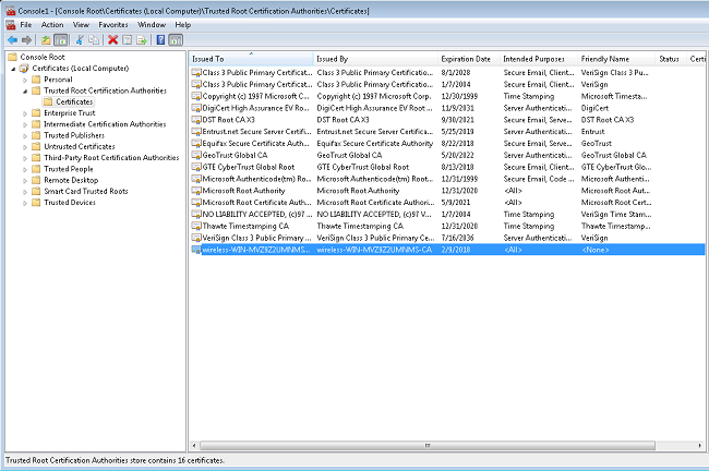 Find the Wireless Domain CA Certificate