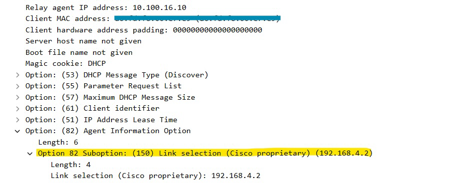 Option 182 suboption 150 on WLC Packet Capture