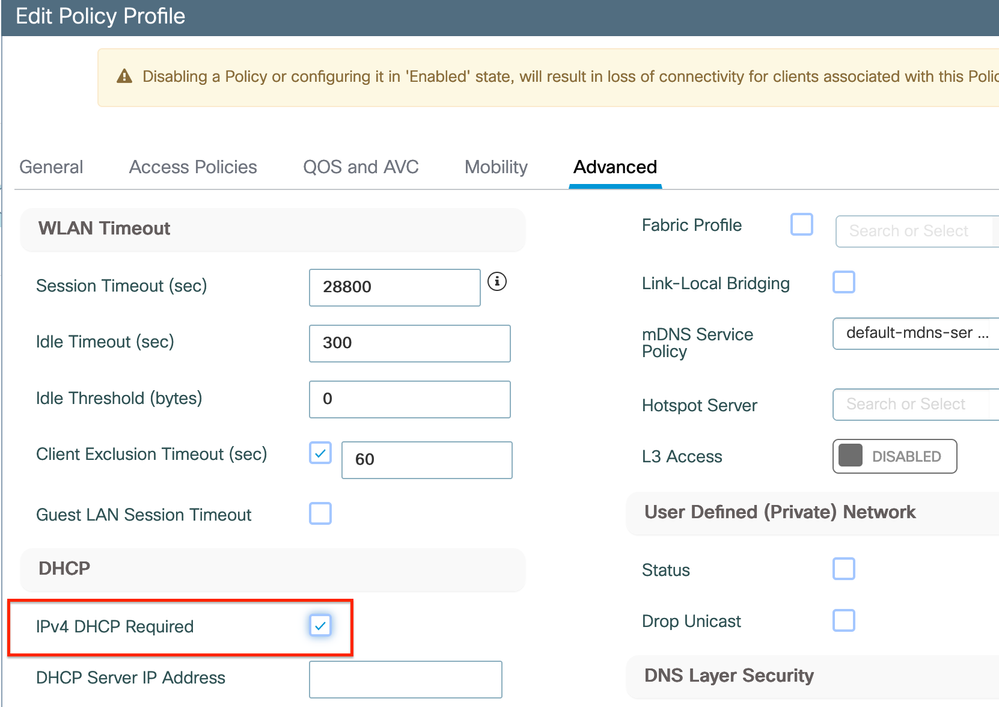 Policy Profile Setting on WLC