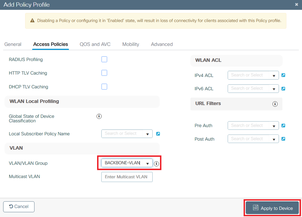 Select the VLAN