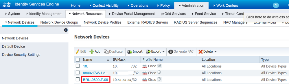 Network Devices List