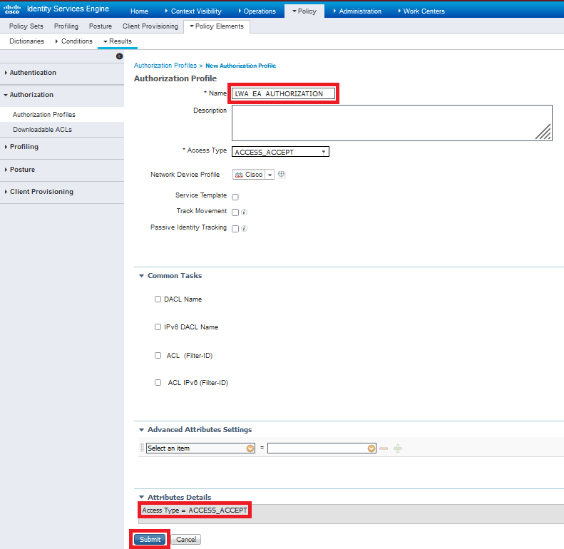 Create Authorization Profile