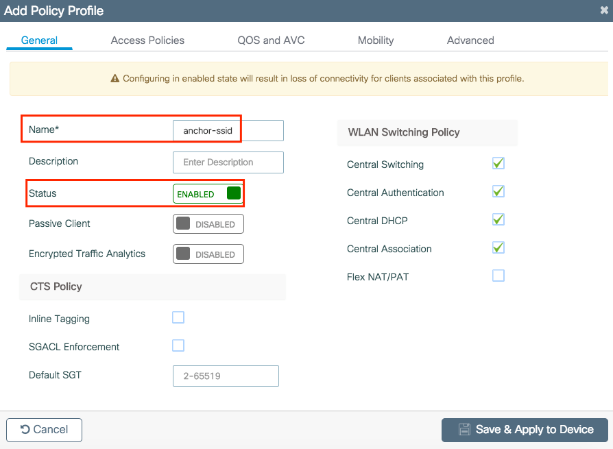 Configurar um perfil de política no Catalyst 9800