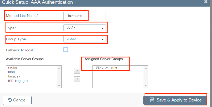 AAA Method list Configuration