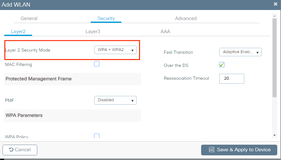 WLAN Layer 2 Security