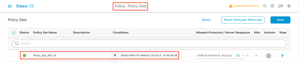 ISE Policy Set Details