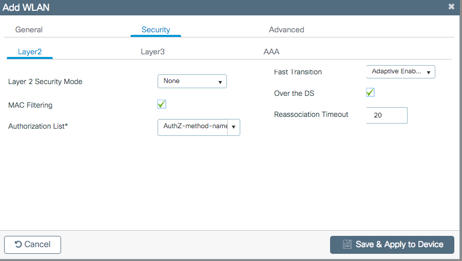 WLAN Security Layer2 Page