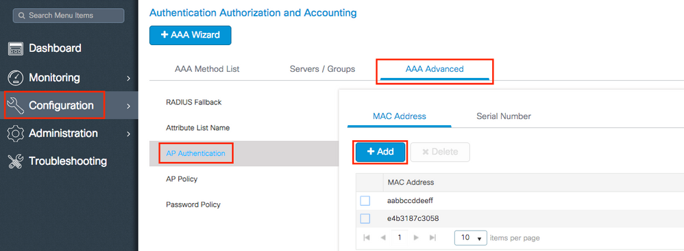 Add AP Authentication MAC on the WLC