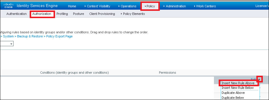 Insert a New Authorization Rule on ISE