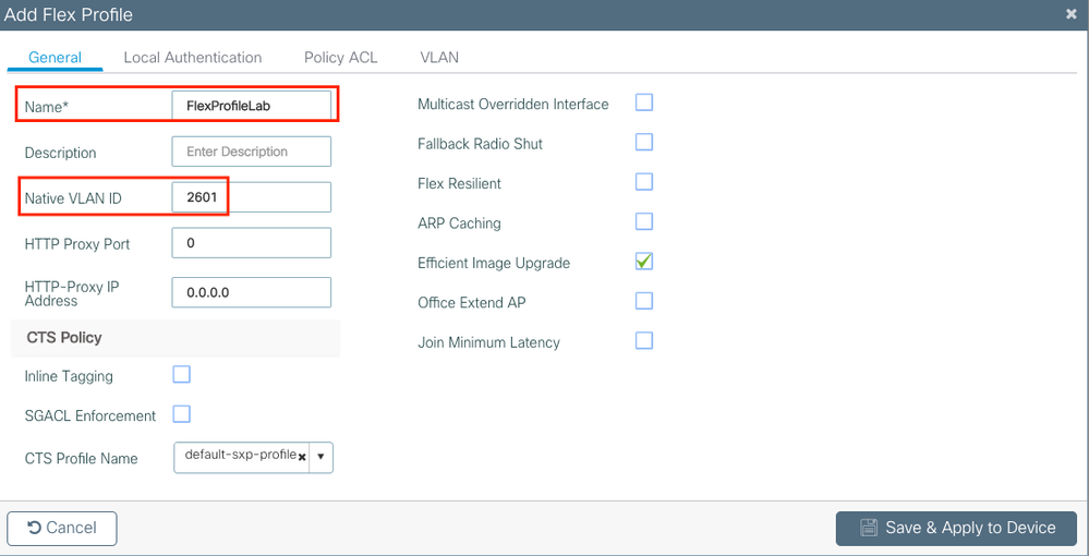 Flex Profile Configuration