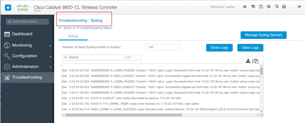 Troubleshooting - Syslog