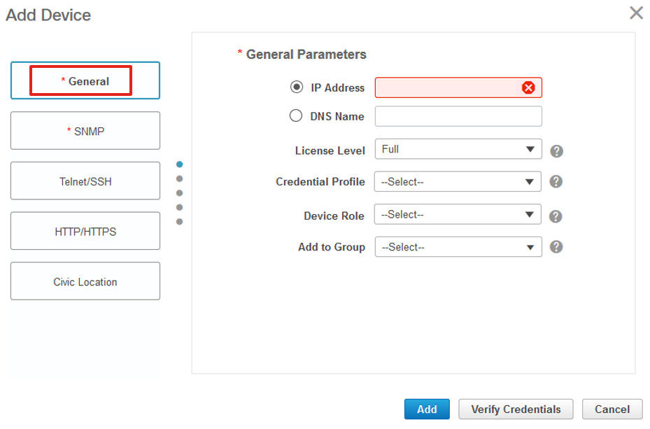 Add a Device on Prime Infrastructure