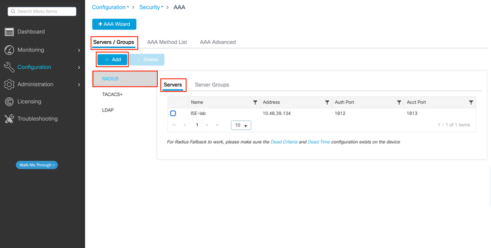 Add the ISE RADIUS Server on the WLC