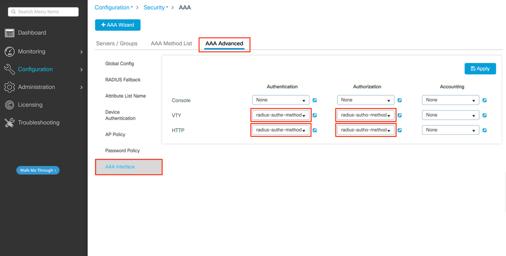 Radius - AAA Advanced Interface