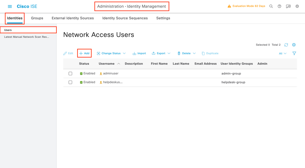 Radius - ISE - Network Access Users