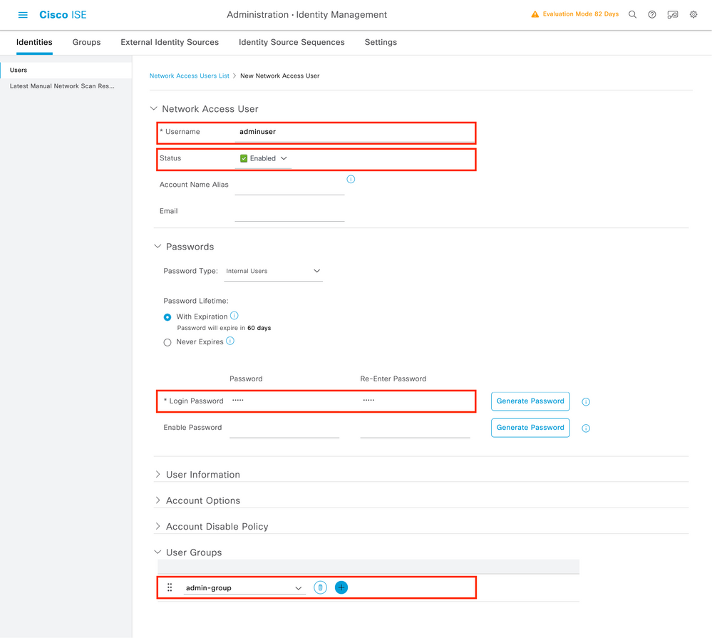 Radius - ISE - New Network Access User